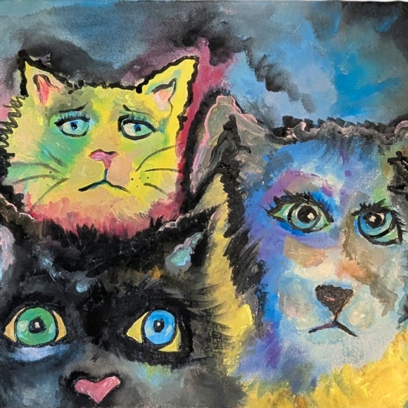 Acrylic painting EYES Original signed painting one of a kind. - Picture 3 of 11